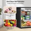 imageAntarctic Star Compact Refrigerator with Freezer 26 CuFt Mini Fridge with Adjustable ThermostatSingle DoorRemovable Glass Shelves for DormKitchenOfficeBLACK
