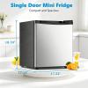 imageAntarctic Star Compact Refrigerator16 CuFt Single Door Small Fridge with FreezerWith Removable Glass Shelf and Adjustable Thermostatfor DormOfficeApartmentSILVER