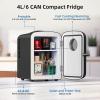 imageAntarctic Star Mini Compact Refrigerator with Gaming Light 4L Capacity6 Cans Portable Mini Fridge for BedroomCarOffice and Dorm Small Cooler for Cosmetics Beverage and Food WhiteBLACK