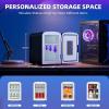 imageAntarctic Star Mini Compact Refrigerator with Gaming Light 4L Capacity6 Cans Portable Mini Fridge for BedroomCarOffice and Dorm Small Cooler for Cosmetics Beverage and Food WhiteMatte Black