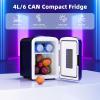 imageAntarctic Star Mini Compact Refrigerator with Gaming Light 4L Capacity6 Cans Portable Mini Fridge for BedroomCarOffice and Dorm Small Cooler for Cosmetics Beverage and Food WhiteMatte Black