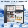 imageAntarctic Star Mini Fridge with Freezer Double Door Compact Refrigerator Adjustable Thermostat Small Fridge for Bedroom Office Dorm Apartment245 CuFtBlackSilver