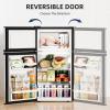 imageAntarctic Star Mini Fridge with Freezer Double Door Compact Refrigerator Adjustable Thermostat Small Fridge for Bedroom Office Dorm Apartment245 CuFtBlackSilver