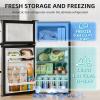 imageAntarctic Star Mini Fridge with Freezer Double Door Compact Refrigerator Adjustable Thermostat Small Fridge for Bedroom Office Dorm Apartment245 CuFtBlackSilver