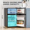 imageAntarctic Star Mini Fridge with Freezer Double Door Compact Refrigerator Adjustable Thermostat Small Fridge for Bedroom Office Dorm Apartment245 CuFtBlackSilver