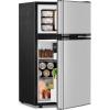 imageAntarctic Star Mini Fridge with Freezer Double Door Compact Refrigerator Adjustable Thermostat Small Fridge for Bedroom Office Dorm Apartment245 CuFtBlackSilver