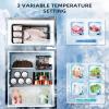 imageAntarctic Star Mini Fridge with Freezer Double Door Compact Refrigerator Adjustable Thermostat Small Fridge for Bedroom Office Dorm Apartment245 CuFtBlackSilver