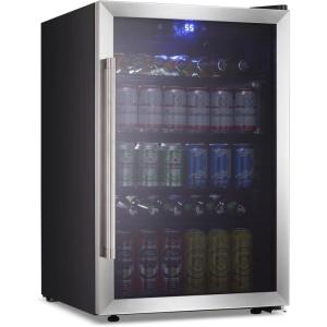 imageAntarctic Star 145 Can Wine CoolerCabinet Beverage Refrigerator Freestanding Small Wine Cellar for Soda Beer Counter Top Bar Fridge Quiet Operation Compressor Digital Door Black Glass 44CuFt