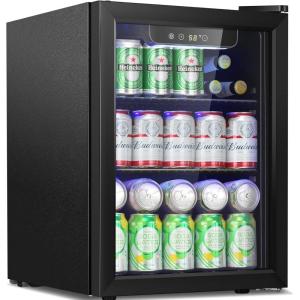 imageAntarctic Star 17 cuftBeverage Refrigerator Small Mini Fridge 68 Canwith Glass Door Freestanding Small Fridge with Electronic Temperature Control for Home Barblack