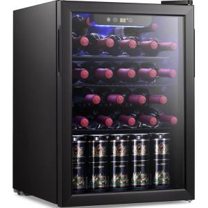 imageAntarctic Star 26 cuft Wine CoolerCellar Mini Beverage Refrigerator for Wine Beer Soda Clear Front Glass Door Small Drink Touch Screen for Bar Office Home with Quiet Compressor Freestanding