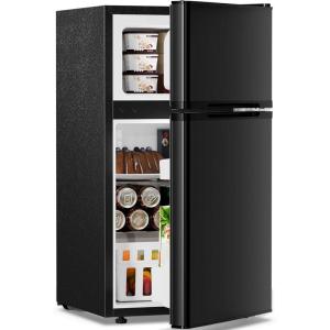 imageAntarctic Star 32 CuFtMini Refrigerator with FreezerDouble Door Mini FridgeCompact RefrigeratorAdjustable ThermostatMini Refrigerator for BedrooOfficeDormKitchenGRAYBLACK