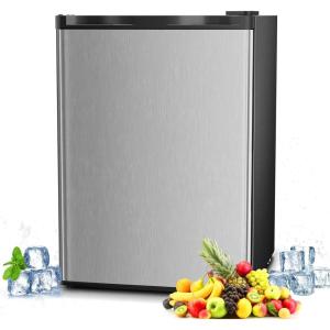 imageAntarctic Star 45 CuFt Compact Refrigerator with FreezerMini Fridge Single Door with Adjustable ThermostatRemovable Glass Shelves for ApartmentDormOfficeBLACKSILVER