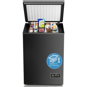 imageAntarctic Star Chest Freezer 100 Cubic Feet Compact Freezer with 3 Removable Baskets Free Standing Top Open Door Deep Freezer 7Level Adjustable Temperature WhiteBlack