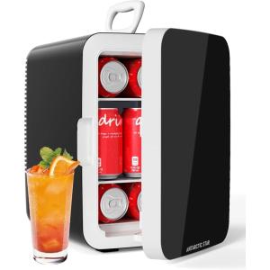 imageAntarctic Star Compact Mini Fridge Portable Small Refrigerator with ACDC Power 10 Liter 26 Gal Small Cosmetics Cooler for Beverage Food Skincare Bedroom Office and Car Black