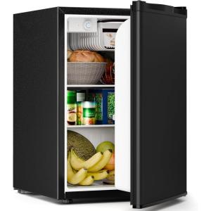 imageAntarctic Star Compact Refrigerator with Freezer 26 CuFt Mini Fridge with Adjustable ThermostatSingle DoorRemovable Glass Shelves for DormKitchenOfficeBLACK