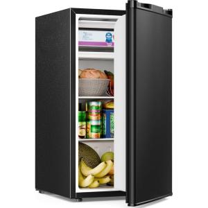 imageAntarctic Star Compact Refrigerator with Freezer 32 CuFt Mini Fridge with Adjustable ThermostatSingle DoorRemovable Glass Shelves for DormKitchenOfficeBLACK