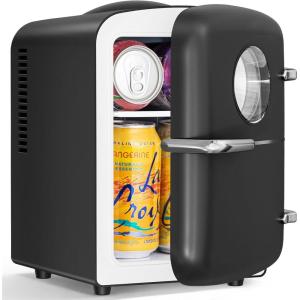 imageAntarctic Star Mini Compact Refrigerator with Gaming Light 4L Capacity6 Cans Portable Mini Fridge for BedroomCarOffice and Dorm Small Cooler for Cosmetics Beverage and Food WhiteBLACK