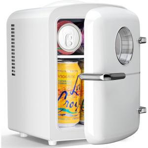 imageAntarctic Star Mini Compact Refrigerator with Gaming Light 4L Capacity6 Cans Portable Mini Fridge for BedroomCarOffice and Dorm Small Cooler for Cosmetics Beverage and Food WhiteWhite