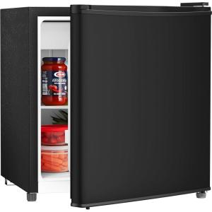 imageAntarctic Star Mini Fridge with Freezer 14 Cu Ft Compact Refrigerator Dorm Fridge Single Reversible Door Removable Glass Shelf Defrost Button for Bedroom Office Black