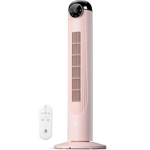 imageAntarctic Star T36 Tower Fan36 Inch Bladeless Oscillating Fan with Remote 6 Speeds amp 4 Modes LED Display 9H Timer Quiet Floor Standing Fan for Bedroom Living Room Office WhitePINK