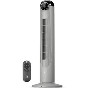 imageAntarctic Star T36 Tower Fan36 Inch Bladeless Oscillating Fan with Remote 6 Speeds amp 4 Modes LED Display 9H Timer Quiet Floor Standing Fan for Bedroom Living Room Office WhiteGREY