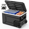 image:imageAntarctic Star 12 Volt Refrigerator68QT64L Electric Cooler Portable Refrigerator Freezer 46812V 24V DC 100 240V AC Car Fridge with Wheelsamp2 Baskets for CampingTravelRVCarBLACKBlack