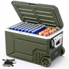 image:imageAntarctic Star 12 Volt Refrigerator68QT64L Electric Cooler Portable Refrigerator Freezer 46812V 24V DC 100 240V AC Car Fridge with Wheelsamp2 Baskets for CampingTravelRVCarBLACKGreen