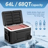 image:imageAntarctic Star 12 Volt Refrigerator68QT64L Electric Cooler Portable Refrigerator Freezer 46812V 24V DC 100 240V AC Car Fridge with Wheelsamp2 Baskets for CampingTravelRVCarBLACKBlack