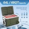 image:imageAntarctic Star 12 Volt Refrigerator68QT64L Electric Cooler Portable Refrigerator Freezer 46812V 24V DC 100 240V AC Car Fridge with Wheelsamp2 Baskets for CampingTravelRVCarBLACKGreen