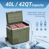 image:imageAntarctic Star 12 Volt Refrigerator68QT64L Electric Cooler Portable Refrigerator Freezer 46812V 24V DC 100 240V AC Car Fridge with Wheelsamp2 Baskets for CampingTravelRVCarBLACKGreen