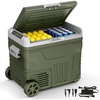 image:imageAntarctic Star 12 Volt Refrigerator53QT50L Electric Cooler Portable Refrigerator Freezer 46812V 24V DC 100 240V AC Car Fridge with Wheelsamp2 Baskets for CampingTravelRVCarGREEN