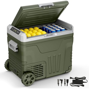 image:imageAntarctic Star 12 Volt Refrigerator53QT50L Electric Cooler Portable Refrigerator Freezer 46812V 24V DC 100 240V AC Car Fridge with Wheelsamp2 Baskets for CampingTravelRVCarGREEN