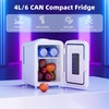 image:imageAntarctic Star Mini Fridge 4 Liter6 Cans Portable Mini Compact Refrigerator with Gaming Light for BedroomCarOffice and Dorm Small Cooler for Cosmetics Beverage and Food BlackColorful White