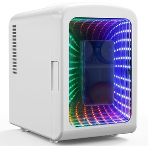 image:imageAntarctic Star Mini Fridge 4 Liter6 Cans Portable Mini Compact Refrigerator with Gaming Light for BedroomCarOffice and Dorm Small Cooler for Cosmetics Beverage and Food BlackColorful White